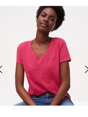Loft Vintage Soft Pink V Neck Tee | XL